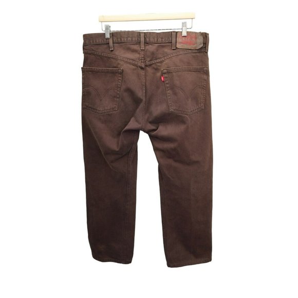 Vintage Levi's 501 Brown Denim Jeans Button Fly Straight Leg Fit 38/30 Workwear - Picture 4 of 15